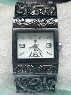 Cato Accutime Dark Silver/ Black Tone Women’s Cuff Watch